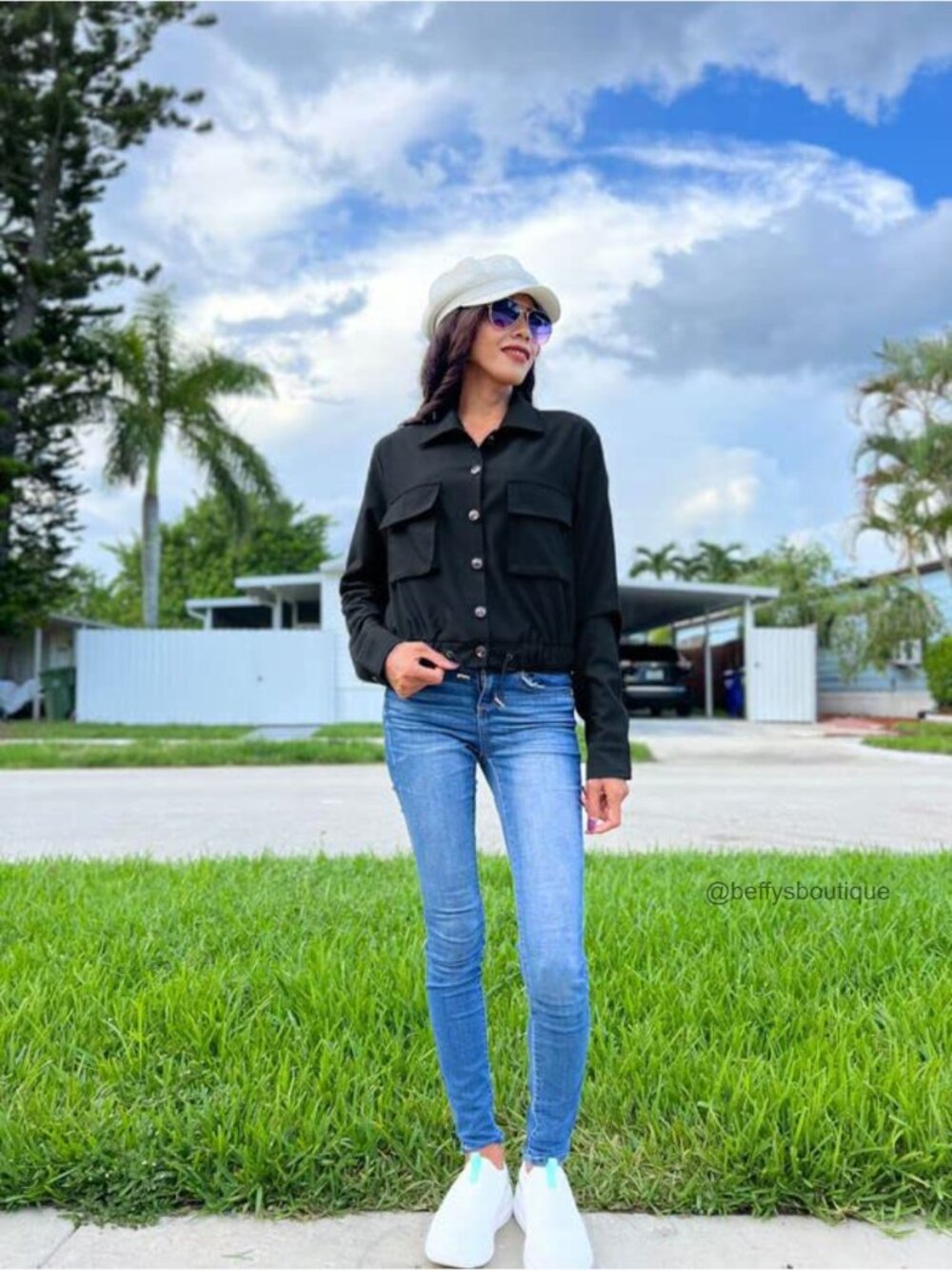 Lightweight Cropped Utility Anorak Jacket Button Down Long Sleeve - Picture 3 of 7